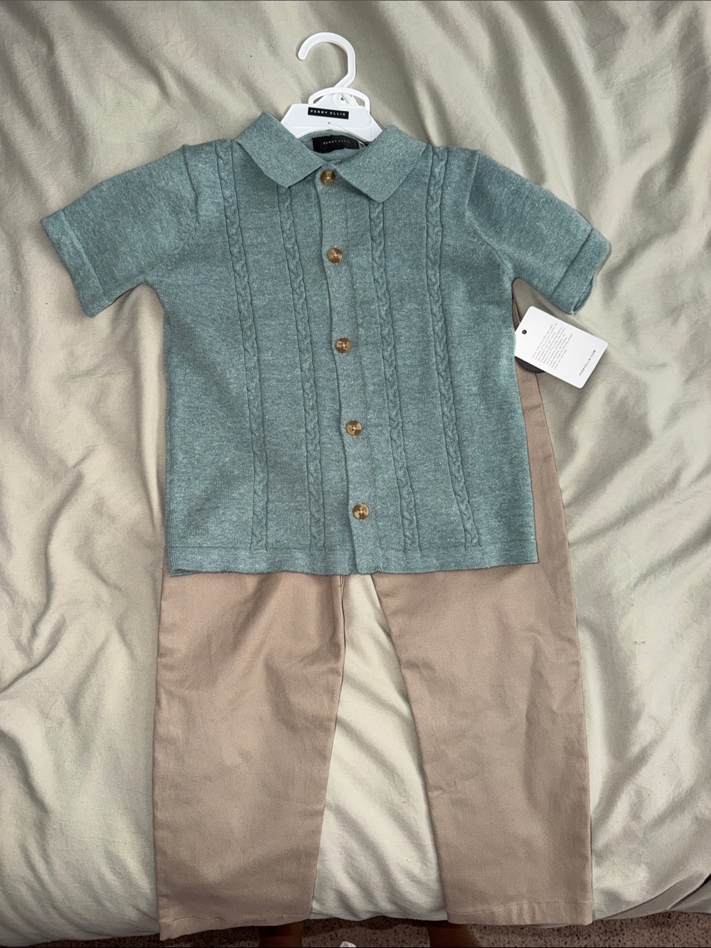 NWT- 4T Children's Knit Polo Shirt in Sage Green with pants